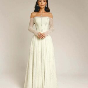 Off-the-Shoulder Beaded Corset Bridal Gown