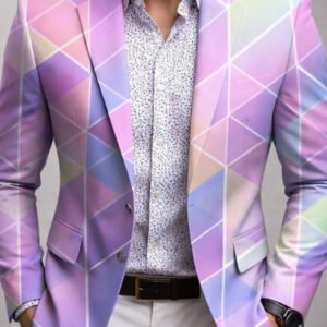 Men's 3D Digital-print Double-breasted Suit Jacket